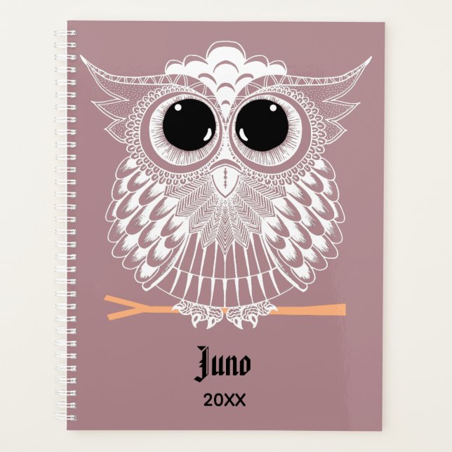 Cute Wise Owl Mandala Doodle Henna Pattern Planner (Front)