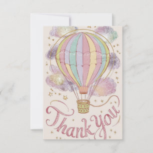 Cute Wishes Hot Air Balloon Thank You Card