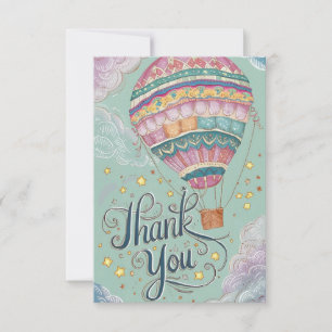 Cute Wishes Hot Air Balloon  Thank You Card