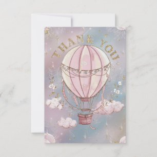 Cute Wishes Hot Air Balloon Thank You Card