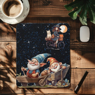 Cute Witch And Happy Gnome Mousepad