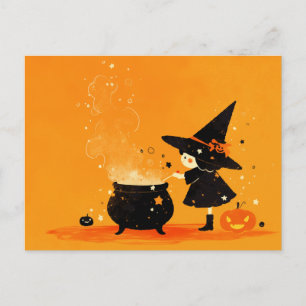 Cute Witch Brewing Magic Potion Holiday Postcard