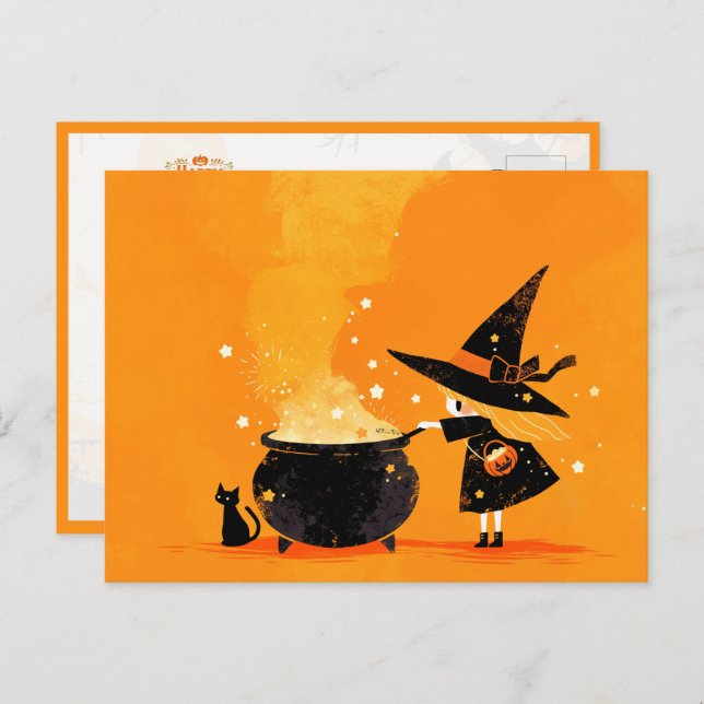 Cute Witch Brewing Magic Potion Postcard (Front/Back)