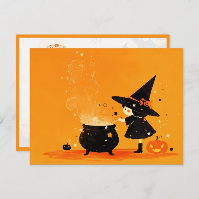Cute Witch Brewing Magic Potion Postcard (Front/Back)
