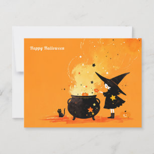 Cute Witch Brewing Magic Potion Postcard