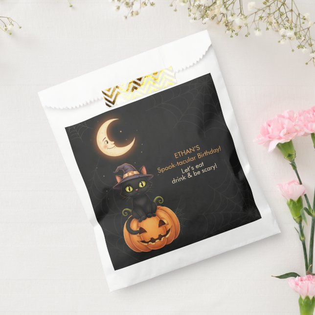 Cute Witch Cat and Pumpkin Birthday Favour Bags (Sealed)