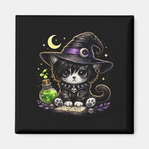 Cute witch cat dark magic gothic aesthetic  magnet