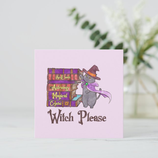 Cute Witch Cat with Books – “Witch Please” (Standing Front)