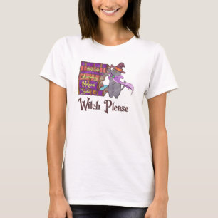 Cute Witch Cat with Books – “Witch Please” T-Shirt