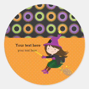 Cute witch classic round sticker