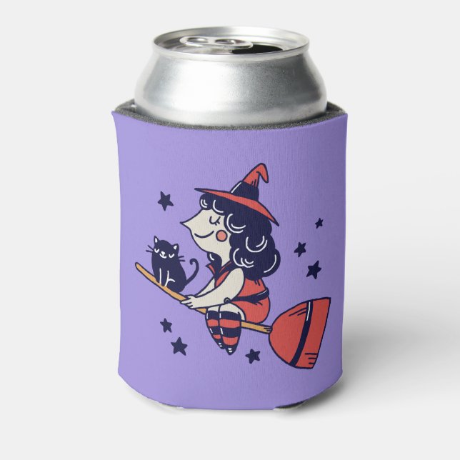 Cute Witch custom monogram can cooler (Can Back)