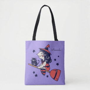 Cute Witch custom name Halloween bags