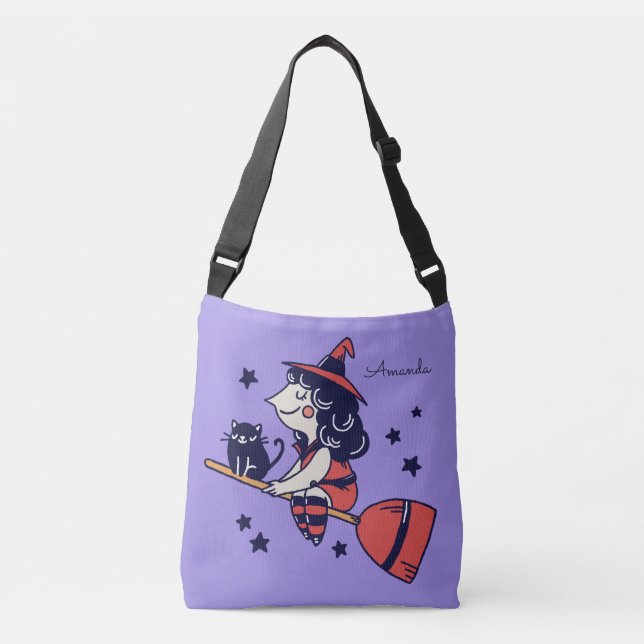 Cute Witch custom name Halloween bags (Front)