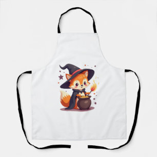 Cute Witch Fox � Magical Halloween Animal Tee Apron