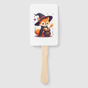 Cute Witch Fox � Magical Halloween Animal Tee Hand Fan