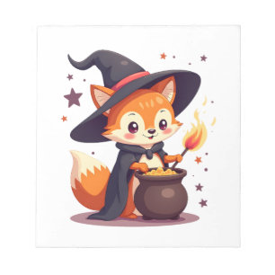 Cute Witch Fox � Magical Halloween Animal Tee Notepad