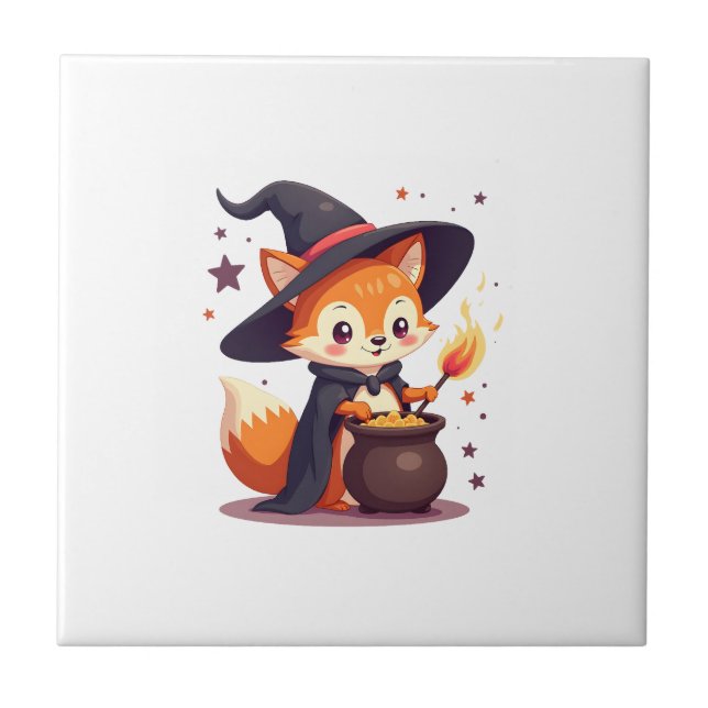 Cute Witch Fox � Magical Halloween Animal Tee Tile (Front)
