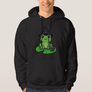 Cute Witch Frog Halloween Hoodie