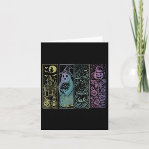 Cute Witch Ghost Cat Vintage Halloween Scarecrow S Card
