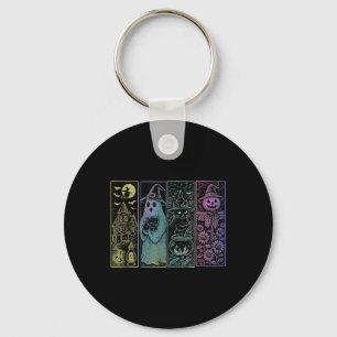 Cute Witch Ghost Cat Vintage Halloween Scarecrow S Key Ring