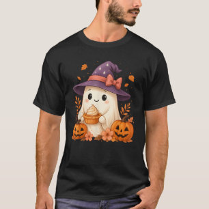 Cute Witch Ghost Halloween Pumpkin Pie Leopard Boo T-Shirt