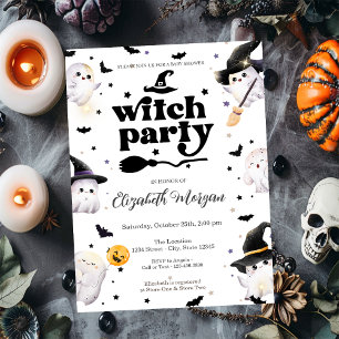 Cute Witch Ghost Party Baby Shower Invitation