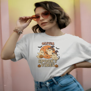 Cute Witch Ghost Spooky Vibes Halloween Costume T-Shirt