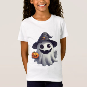 Cute Witch Ghost With Pumpkin For Halloween 👻 T-Shirt