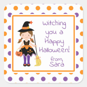Cute Witch Girl Halloween Sticker