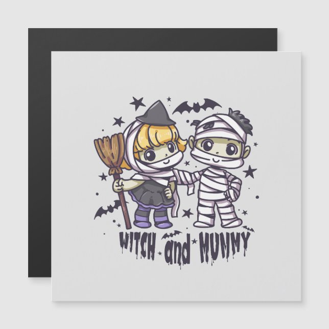 Cute Witch Girl & Mischievous Mummy Boy (Front/Back)