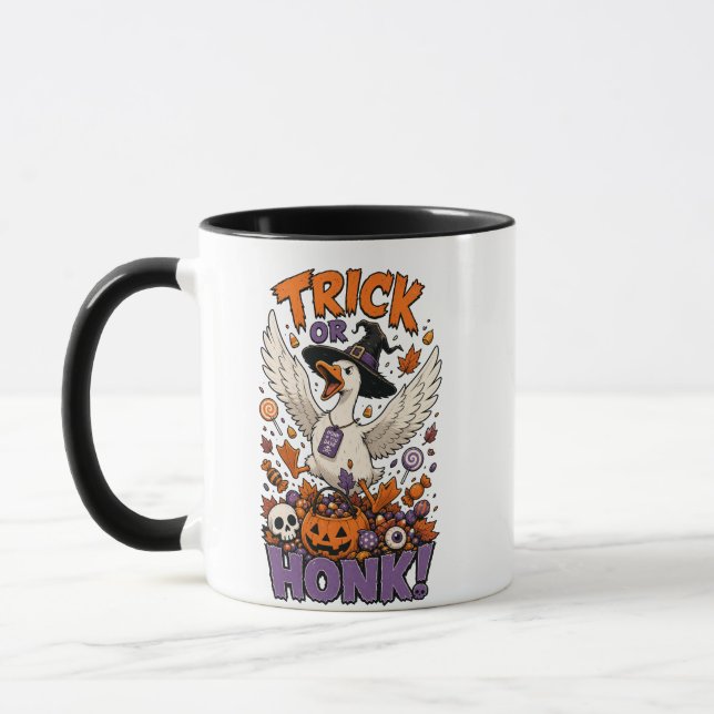 Cute Witch Goose Pumpkin Candy Graphic Mug (Left)
