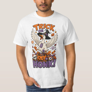 Cute Witch Goose Pumpkin Candy Graphic T-Shirt