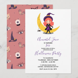 Cute witch Halloween Birthday  Invitation