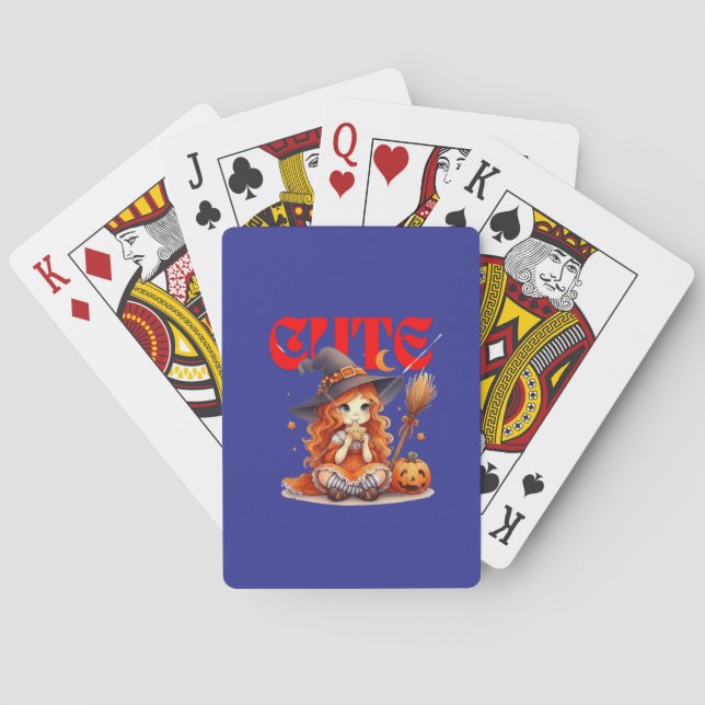 Cute Witch Halloween Classic Playing Cards (Back)