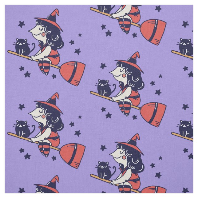 Cute Witch Halloween fabric (Swatch)