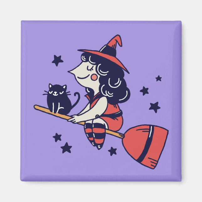 Cute Witch Halloween magnet (Front)