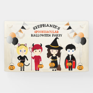 Cute Witch Halloween Party Banner