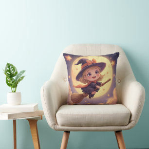 Cute Witch Halloween Pillow – Spooky Decor