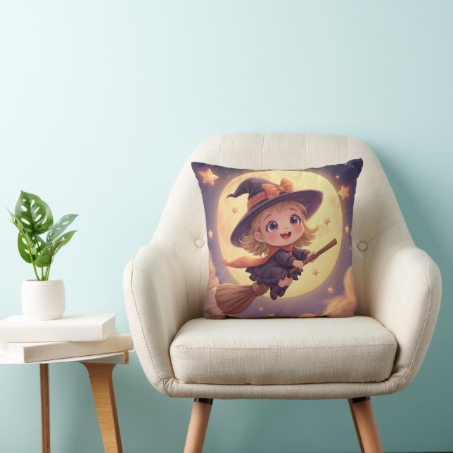 Cute Witch Halloween Pillow – Spooky Decor (Chair)