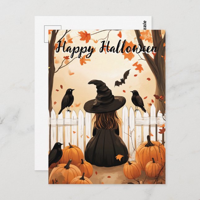  Cute Witch Halloween  Postcard (Front/Back)