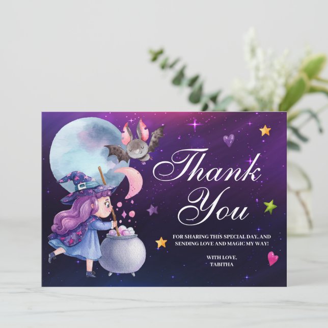 Cute Witch Halloween Thank You Card (Standing Front)