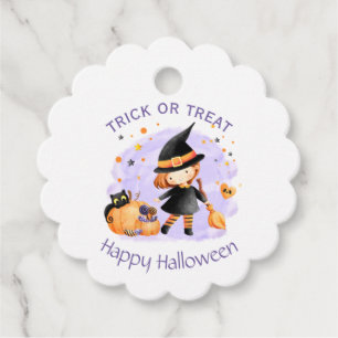 Cute Witch Happy Halloween Favour Tags