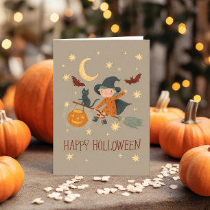 Cute Witch Happy Halloween Note Card