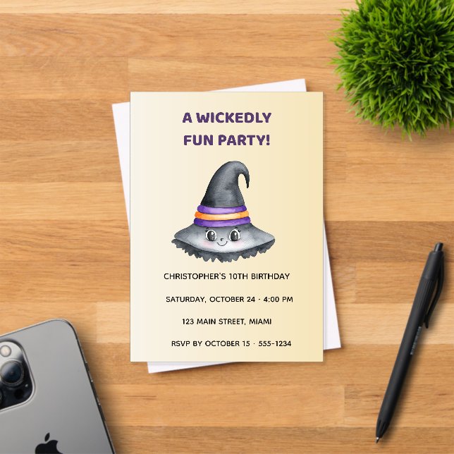 Cute Witch Hat Halloween Acrylic Invitation (Insitu (Invitation Card))
