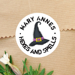 Cute Witch Hat Halloween Personalised Classic Round Sticker