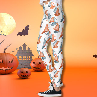 Cute Witch Hats Happy Halloween Leggings