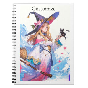 Cute Witch Holding Black Cat Thunder_Cove  Notebook