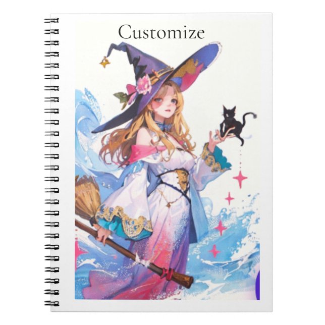 Cute Witch Holding Black Cat Thunder_Cove  Notebook (Front)