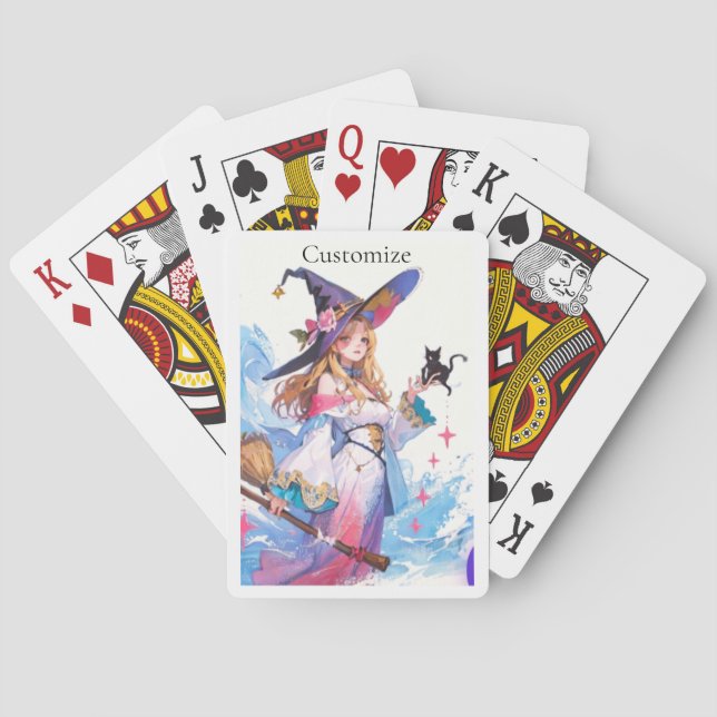 Cute Witch Holding Black Cat Thunder_Cove  Playing Cards (Back)