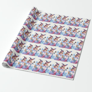 Cute Witch Holding Black Cat Thunder_Cove Wrapping Paper